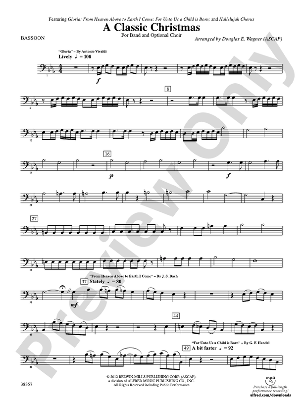 A Classic Christmas Bassoon Bassoon Part Digital Sheet Music Download