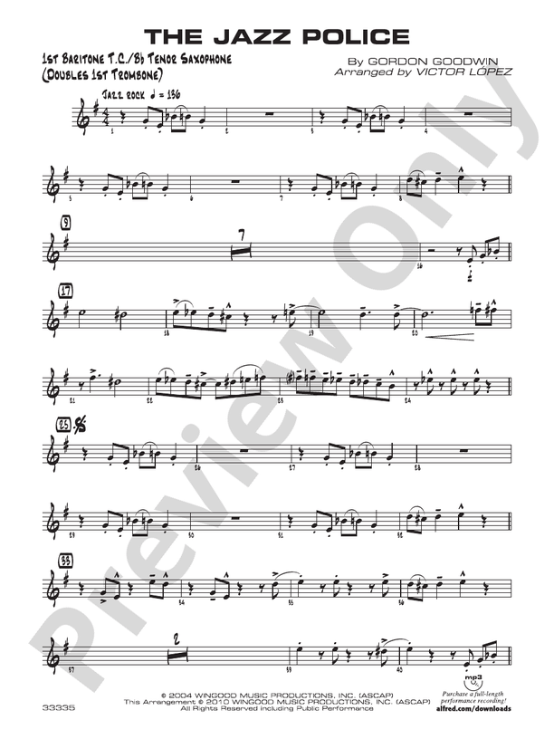 The Jazz Police Baritone T.C. Baritone T.C. Part Digital Sheet