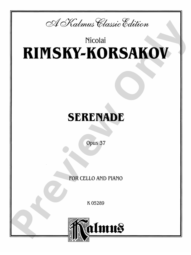 RimskyKorsakov Serenade, Op. 37 Cello Book Nicolai RimskyKorsakov