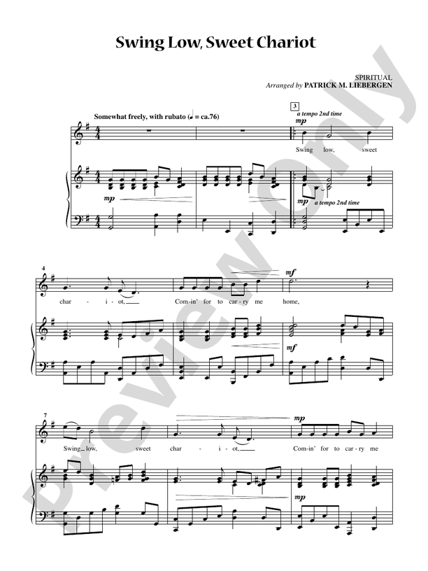 Swing Low, Sweet Chariot [Medium Voice] Voice Digital Sheet Music