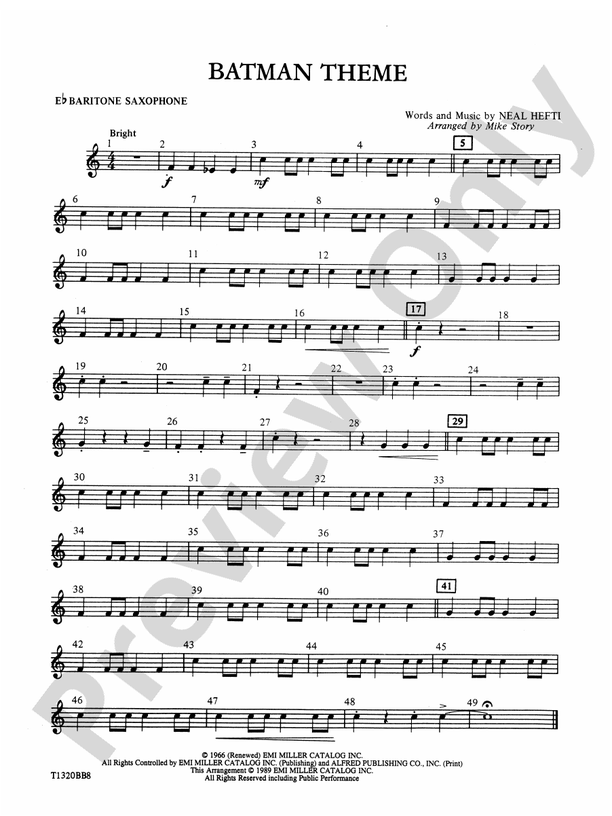 Batman Theme (from the Original TV Series) Eflat Baritone Saxophone