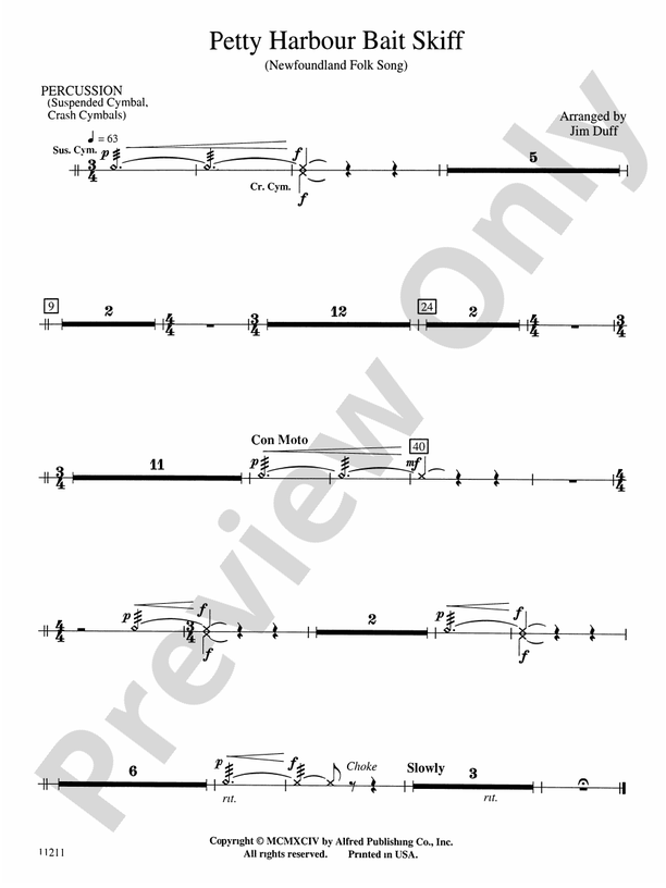 Petty Harbour Bait Skiff 1st Percussion 1st Percussion Part Digital
