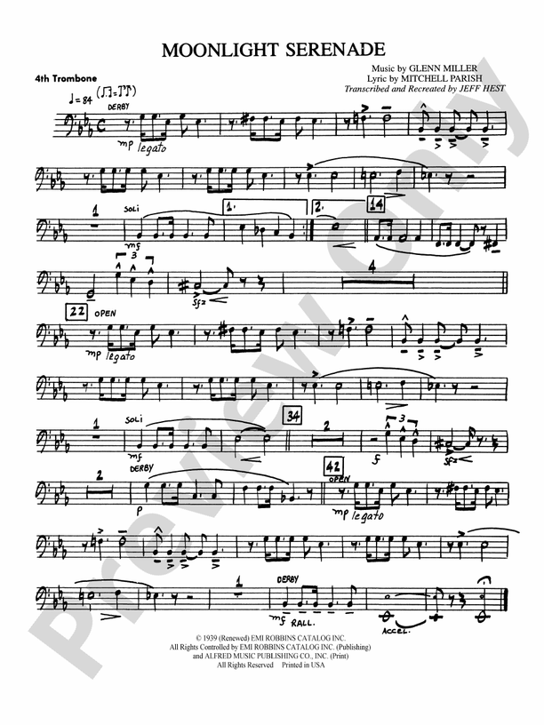 Moonlight Serenade 4th Trombone 4th Trombone Part Digital Sheet