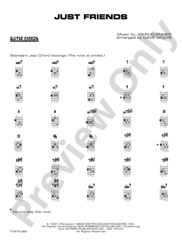 Just Friends Guitar Chords Guitar Chords Part Digital Sheet Music
