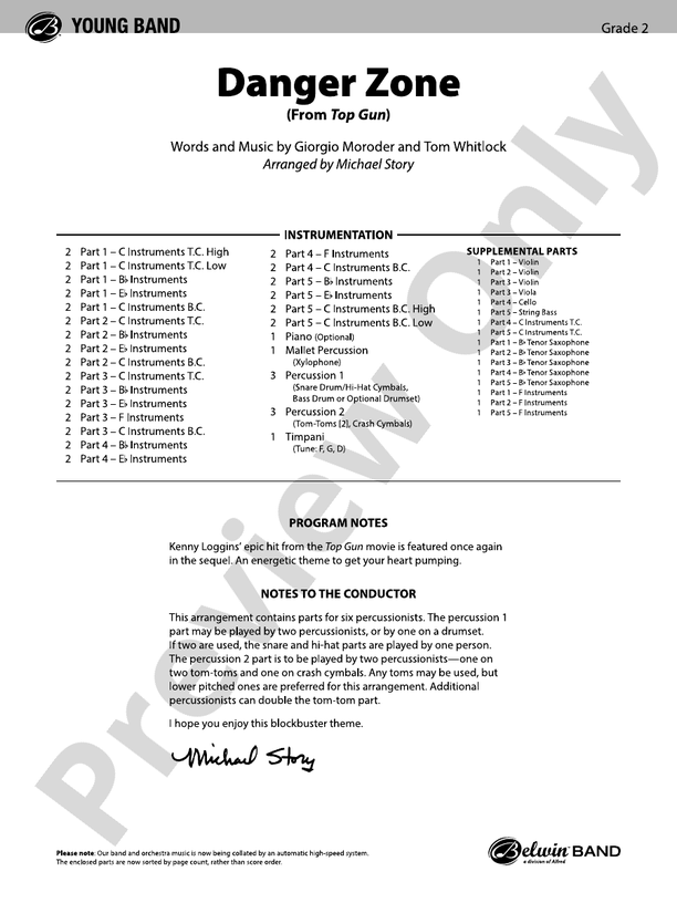 Danger Zone Flexible Band/String Ensemble Score & Parts