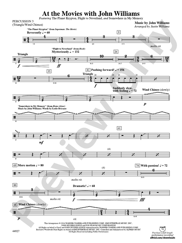 At the Movies with John Williams 3rd Percussion 3rd Percussion Part