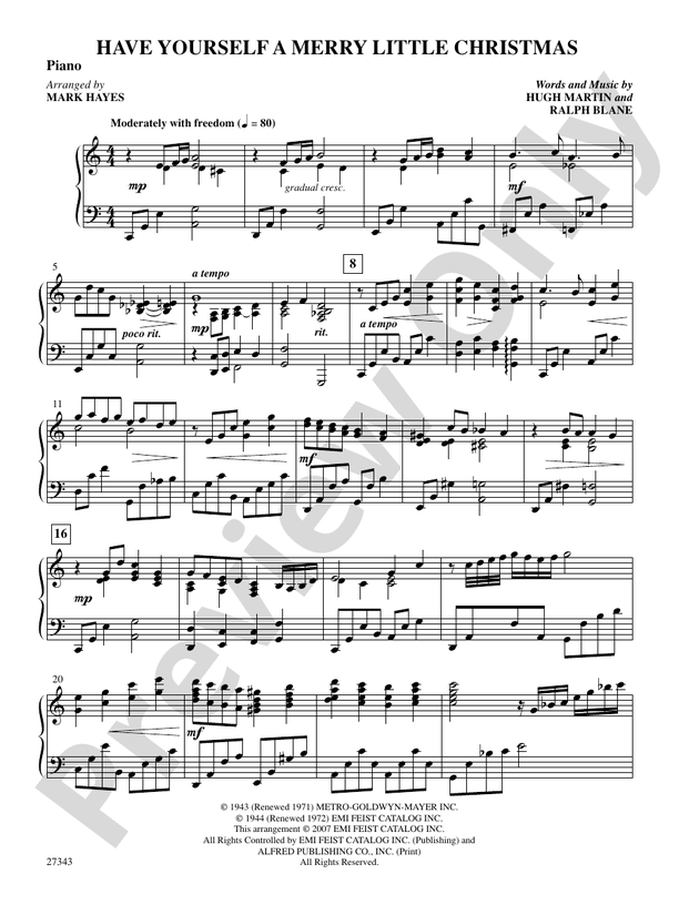 Have Yourself a Merry Little Christmas Piano Piano