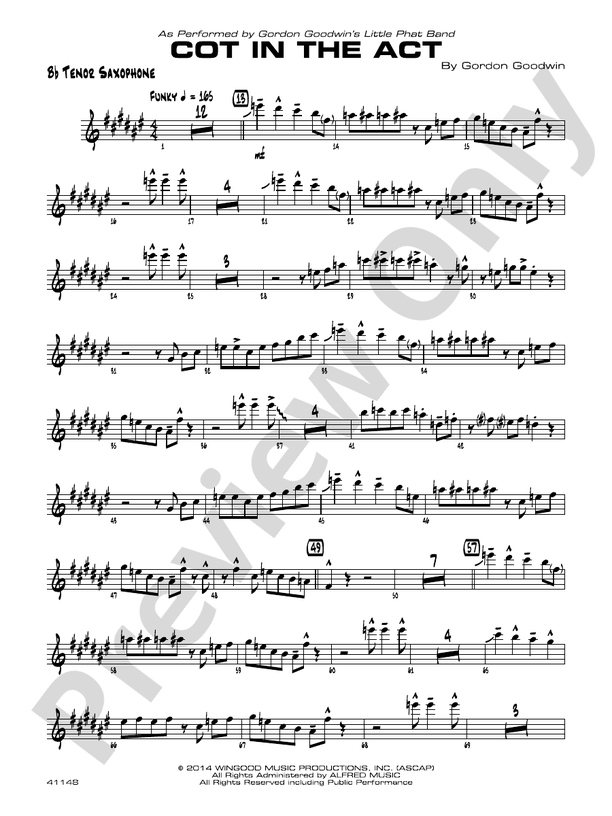Cot in the Act Bflat Tenor Saxophone Bflat Tenor Saxophone Part