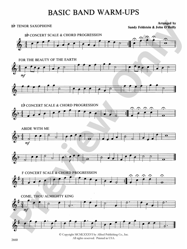 Basic Band Warmups Bflat Tenor Saxophone Bflat Tenor Saxophone