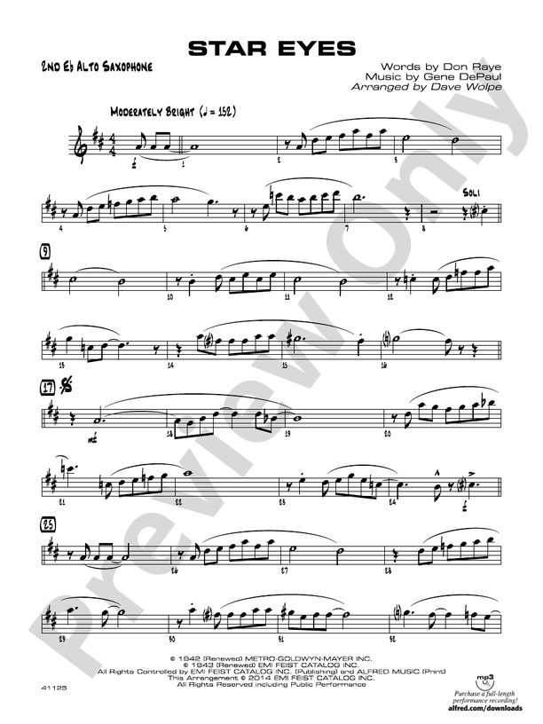 Star Eyes 2nd Eflat Alto Saxophone 2nd Eflat Alto Saxophone Part