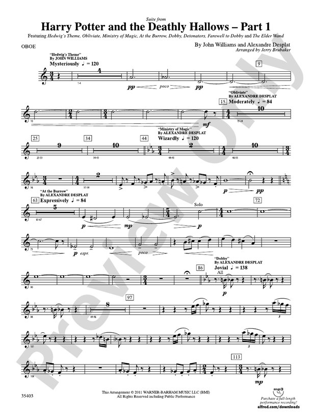 Harry Potter and the Deathly Hallows, Part 1, Suite from Oboe Oboe
