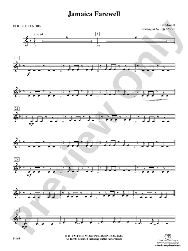 Jamaica Farewell 2nd Percussion 2nd Percussion Part Digital Sheet