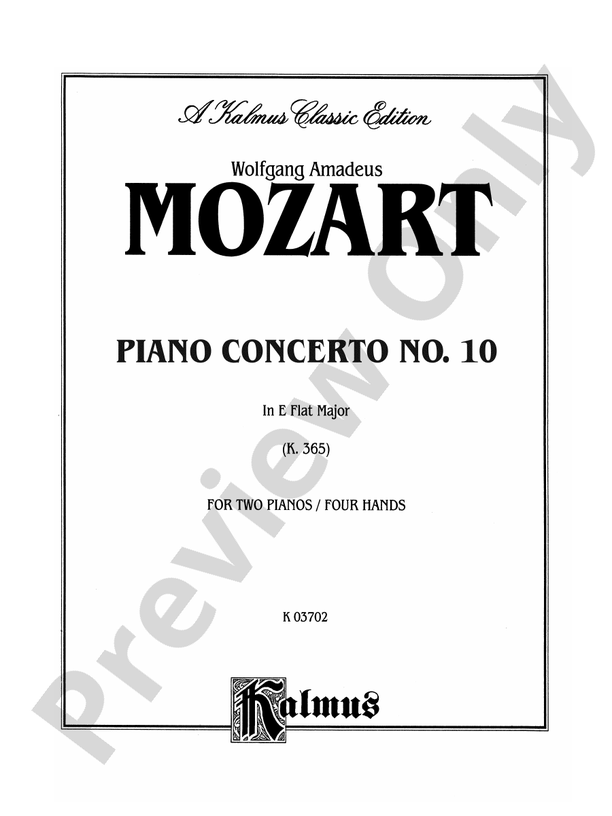 Mozart Piano Concerto No. 10 in E flat Major for Two Pianos, K. 365