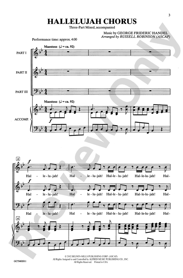 Hallelujah Chorus 3Part Mixed Choral Octavo Frideric Handel
