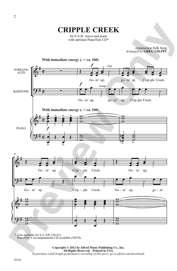 Cripple Creek SAB Choral Octavo Digital Sheet Music Download