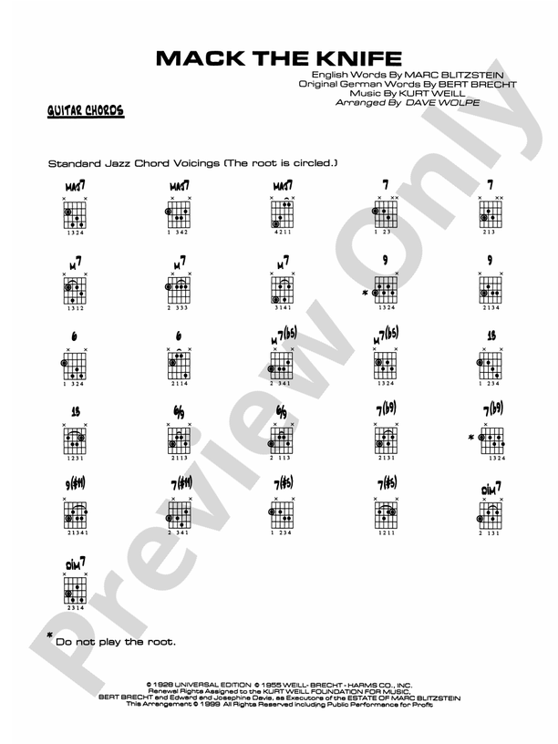 Mack the Knife (from The Threepenny Opera) Guitar Chords Guitar