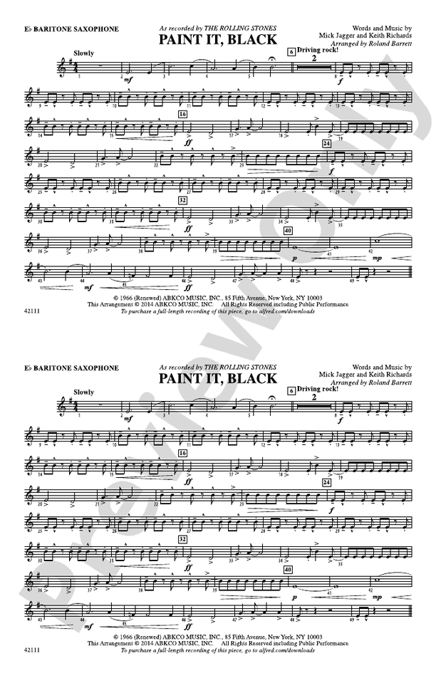 Paint It, Black Eflat Baritone Saxophone Eflat Baritone Saxophone