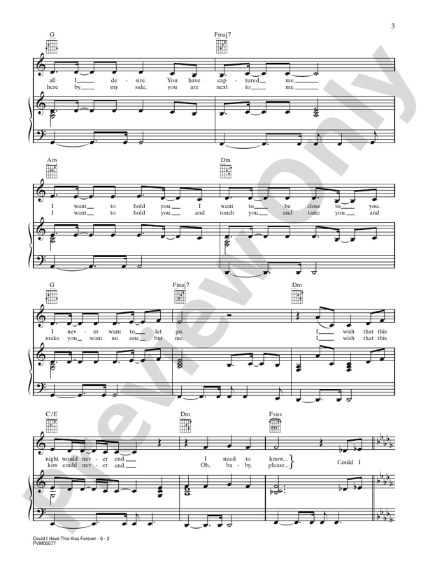 Could I Have This Kiss Forever Piano/Vocal/Chords Whitney Houston