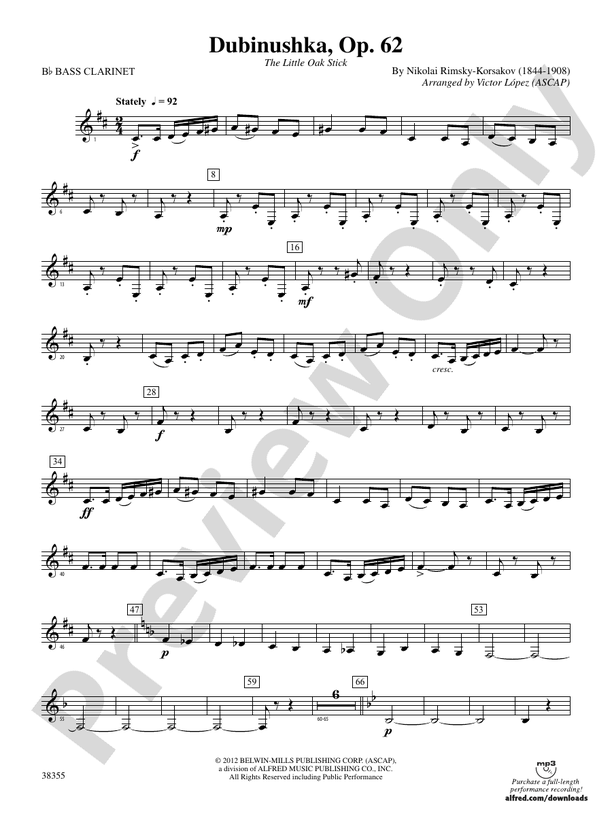 Dubinushka, Op. 62 Bflat Bass Bflat Bass Part