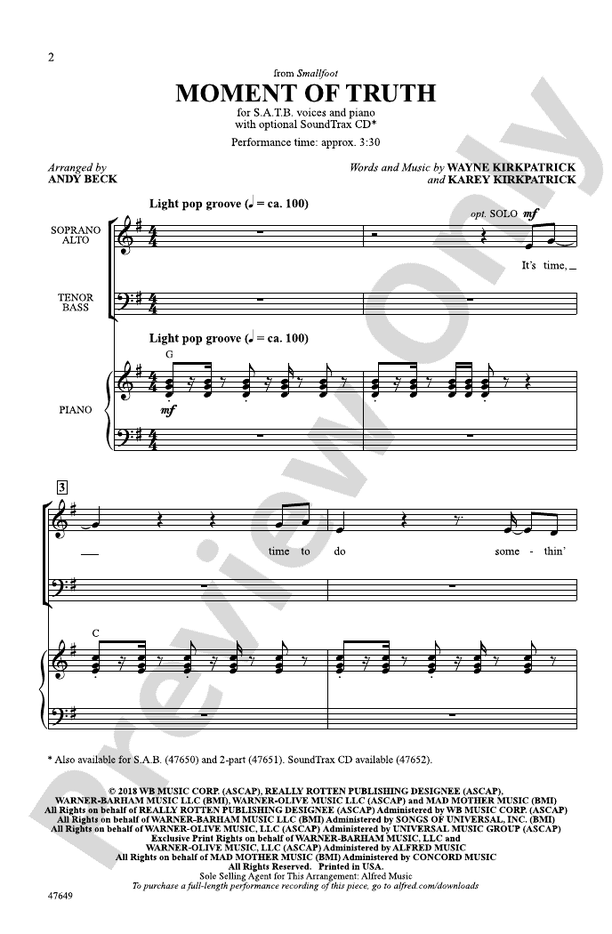 Moment of Truth SATB Choral Octavo Wayne Kirkpatrick Digital Sheet