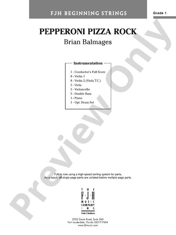 Pepperoni Pizza Rock Score Brian Balmages Digital Sheet Music