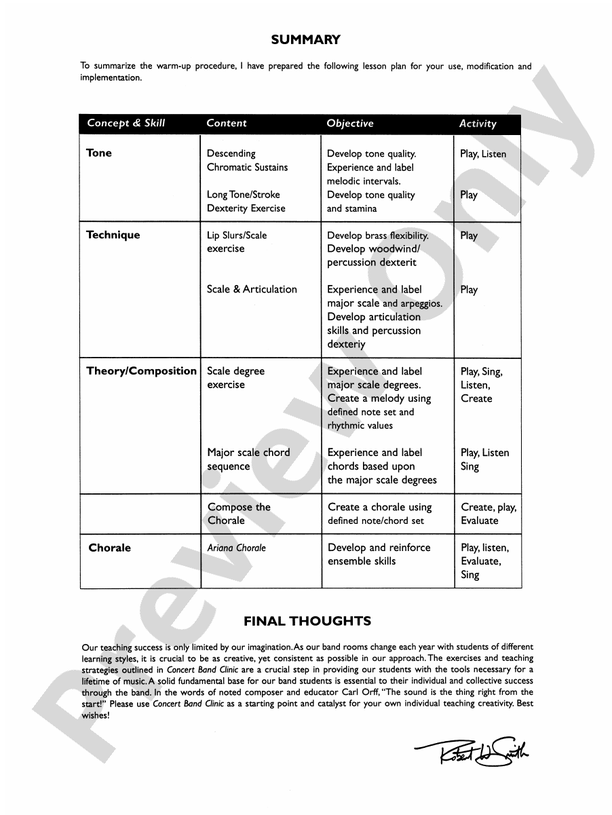 Concert Band Clinic (A WarmUp and Fundamental Sequence for Concert