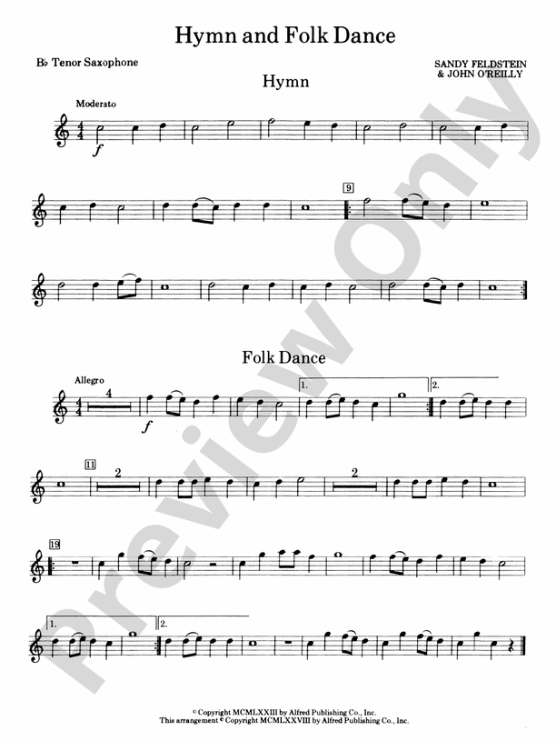 Hymn and Folk Dance Bflat Tenor Saxophone Bflat Tenor Saxophone
