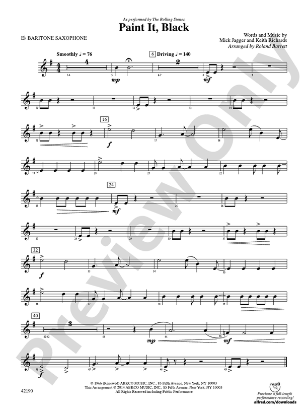 Paint It, Black Eflat Baritone Saxophone Eflat Baritone Saxophone