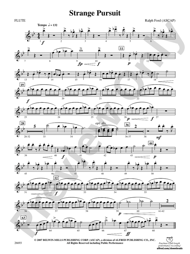 Strange Pursuit Flute Flute Part Digital Sheet Music Download