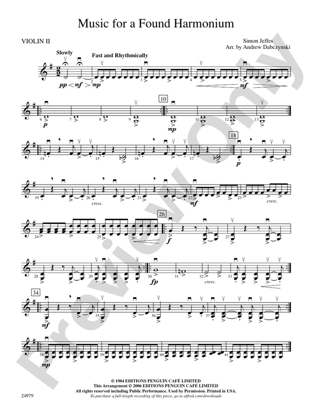 Music for a Found Harmonium 2nd Violin 2nd Violin Part Digital