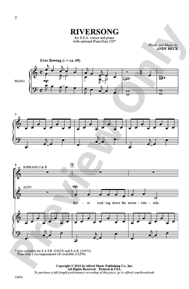 Riversong SSA Choral Octavo Andy Beck Digital Sheet Music Download