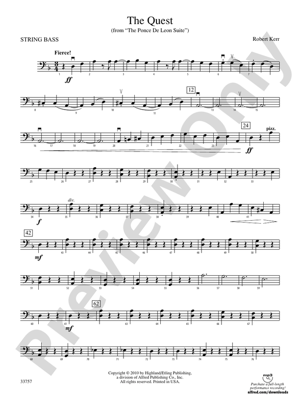 The Quest String Bass String Bass Part Digital Sheet Music Download