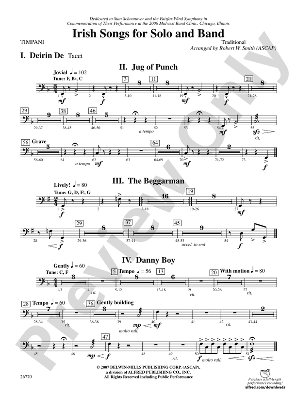 Irish Songs Timpani Timpani Part Digital Sheet Music Download
