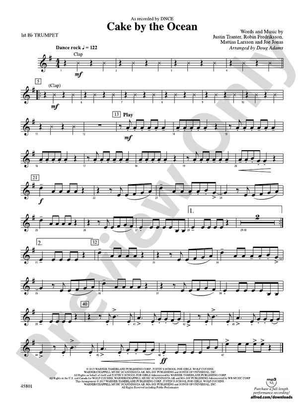 Cake by the Ocean 1st Bflat Trumpet 1st Bflat Trumpet Part