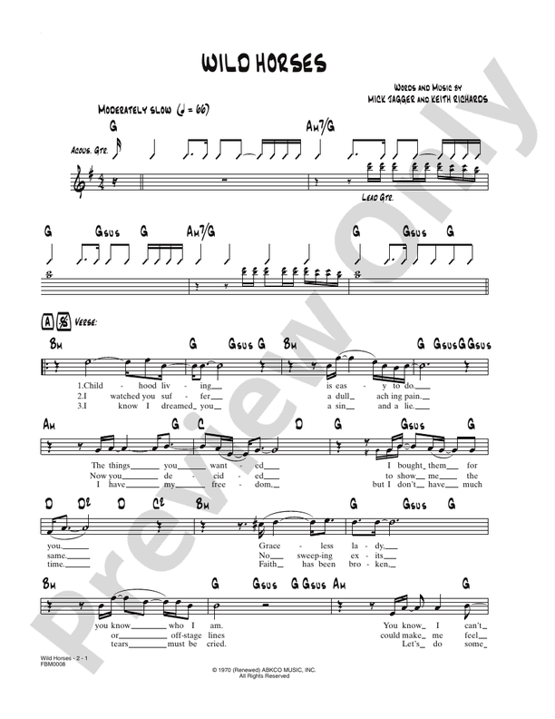 Wild Horses Guitar The Rolling Stones Digital Sheet Music Download