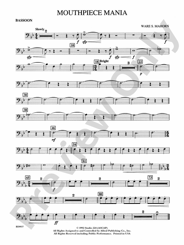 Mouthpiece Mania Bassoon Bassoon Part Digital Sheet Music Download