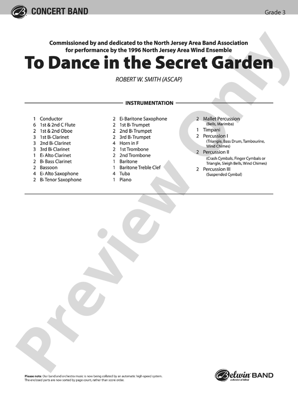 To Dance in the Secret Garden Score Concert Band Score Digital