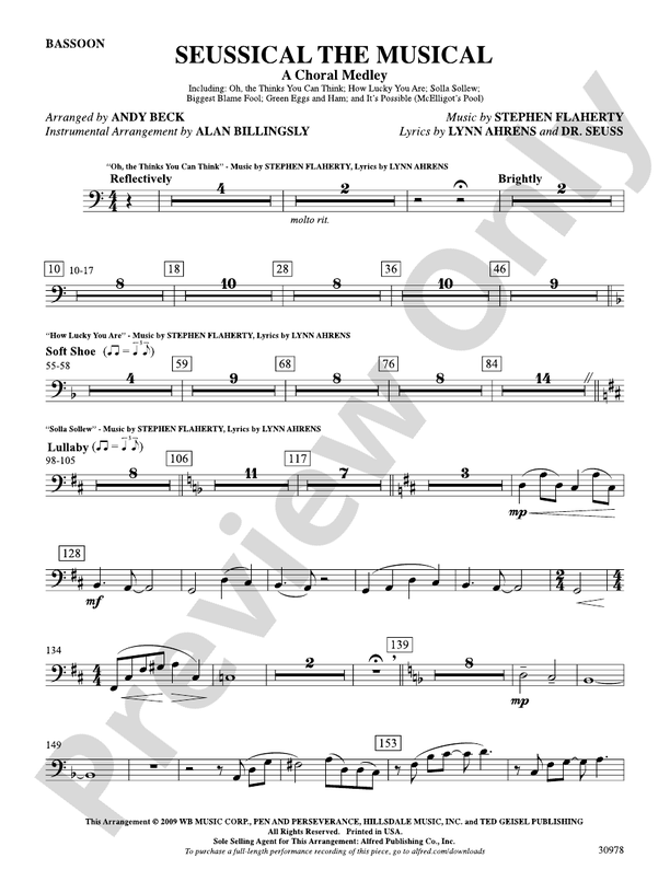 Seussical the Musical A Choral Medley Bassoon Bassoon Part Digital