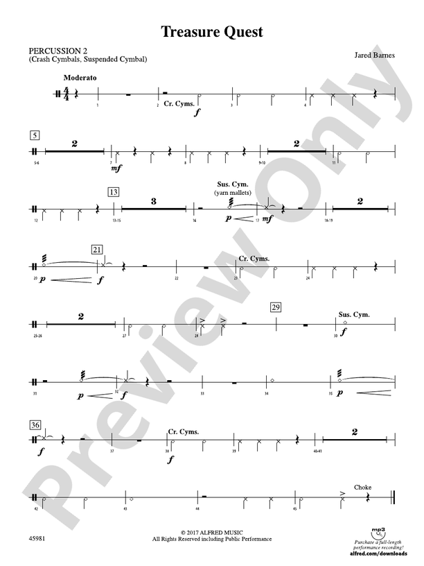 Treasure Quest 2nd Percussion 2nd Percussion Part Digital Sheet Music Download