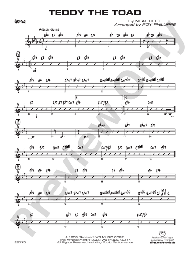 Teddy the Toad Guitar Guitar Part Digital Sheet Music Download