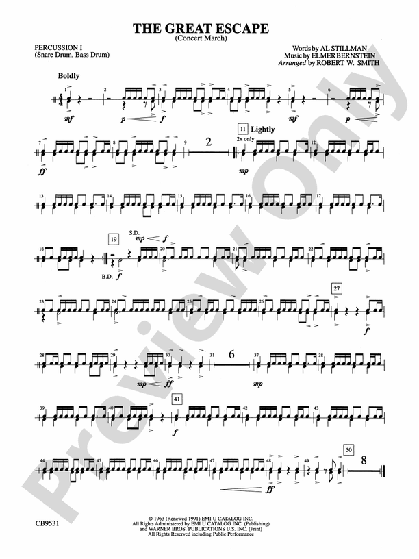 The Great Escape March 1st Percussion 1st Percussion Part Digital