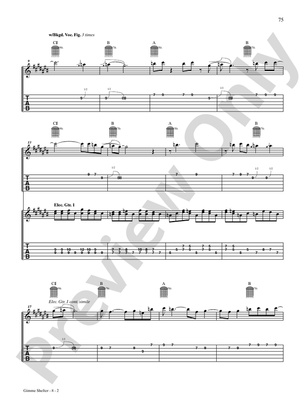Gimme Shelter Guitar The Rolling Stones Digital Sheet Music Download