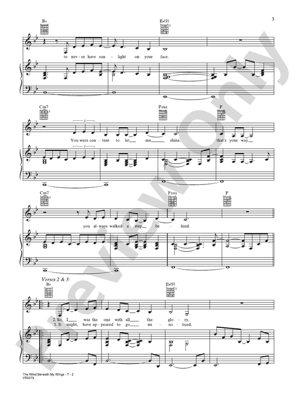 The Wind Beneath My Wings (from Beaches) Piano/Vocal/Chords Bette