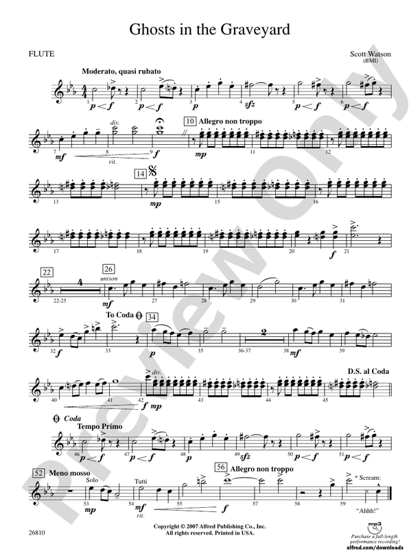 Ghosts in the Graveyard Flute Flute Part Digital Sheet Music Download