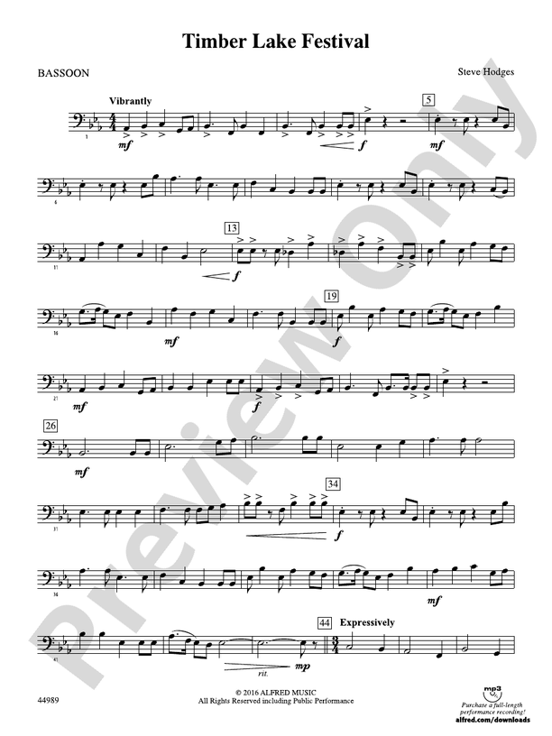 Timber Lake Festival Bassoon Bassoon Part Digital Sheet Music Download