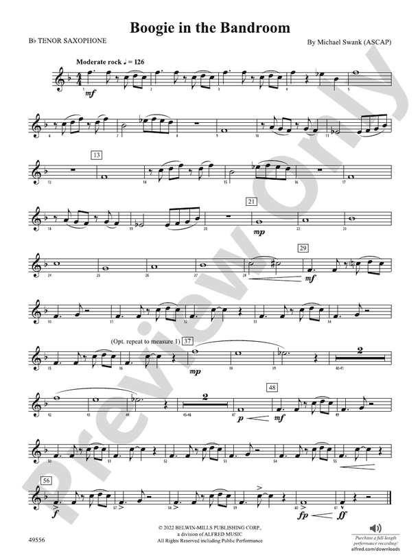 Boogie in the Bandroom Bflat Tenor Saxophone Bflat Tenor Saxophone