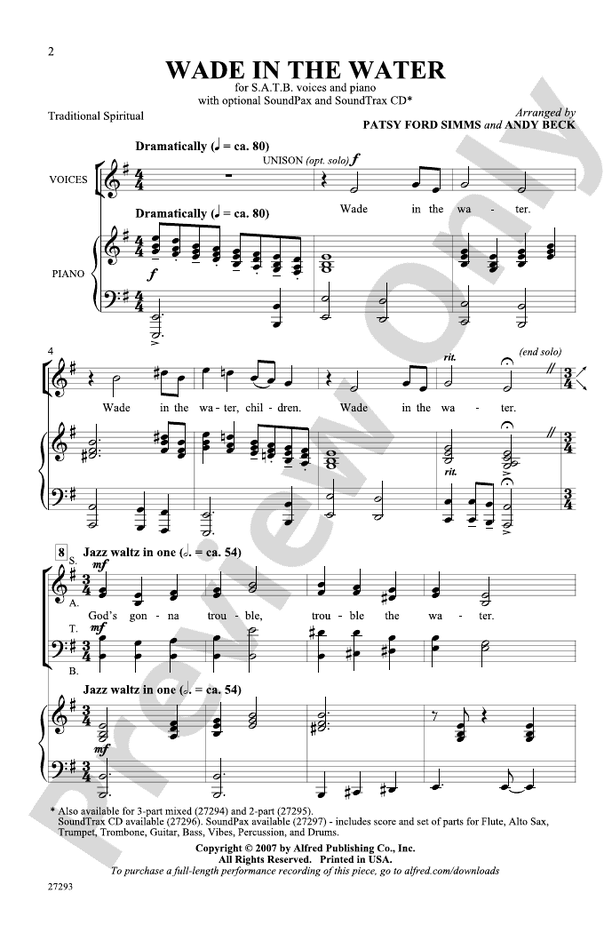 Wade in the Water SATB Choral Octavo Digital Sheet Music Download