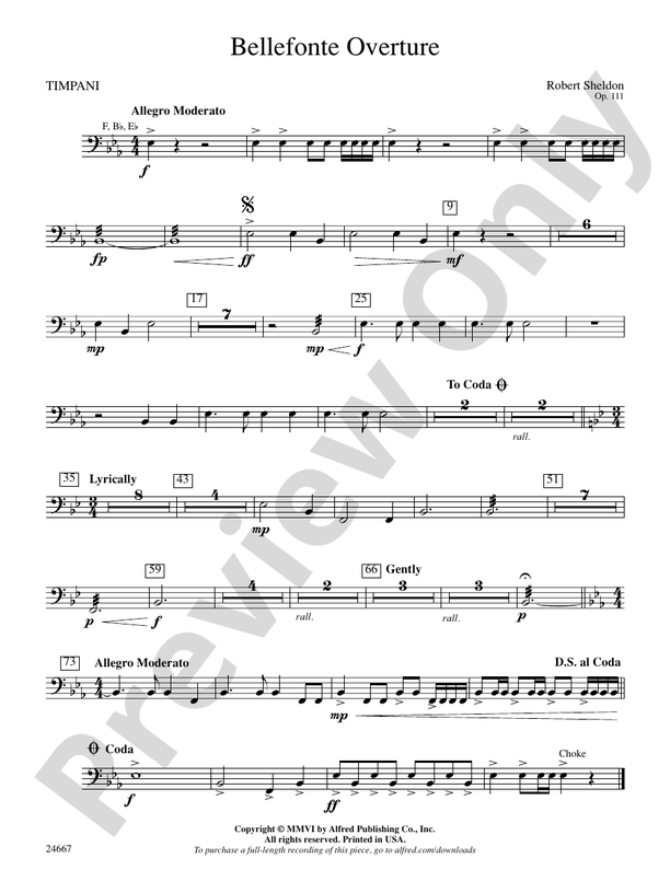 Bellefonte Overture Timpani Timpani Part Digital Sheet Music Download