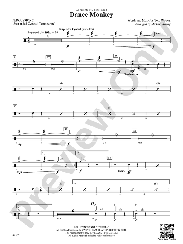 Dance Monkey 2nd Percussion 2nd Percussion Part Digital Sheet Music