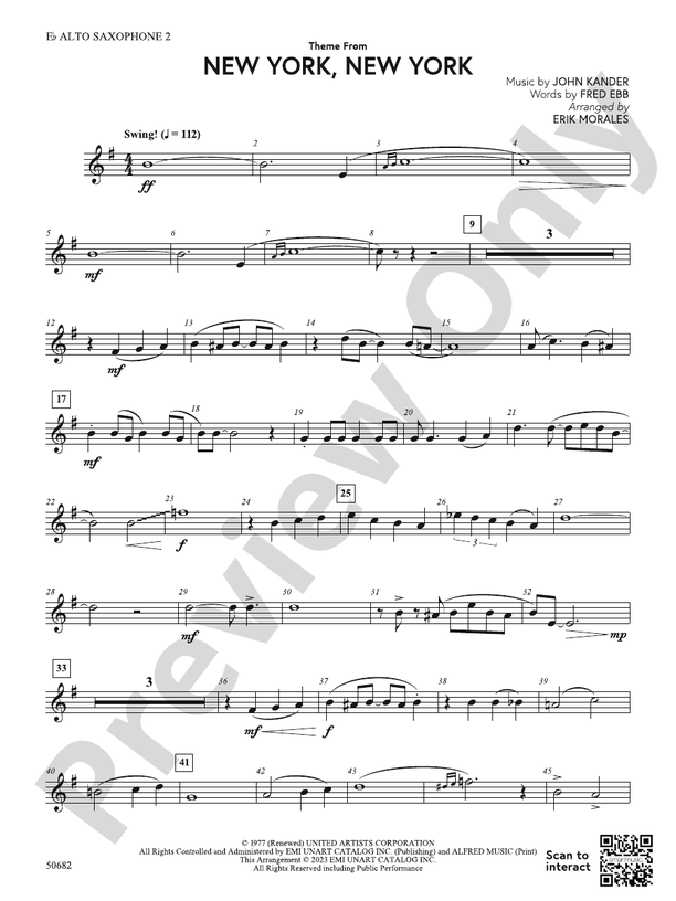 Theme from New York, New York 2nd Eflat Alto Saxophone 2nd Eflat Alto Saxophone Part